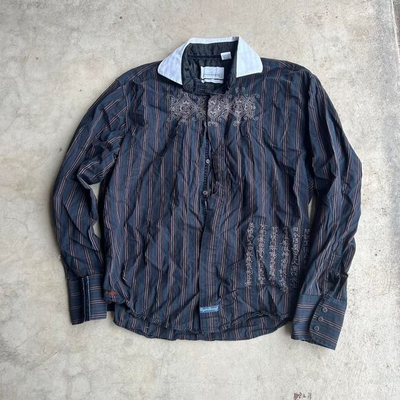 Christopher Wicks English Laundry Y2k Shirt button down Affliction style Mens si - Picture 1 of 3